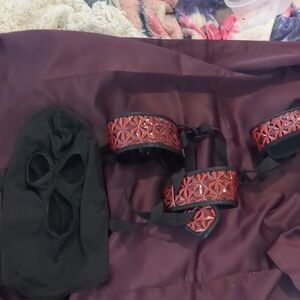 Red and Black Mask and Cuffs Set